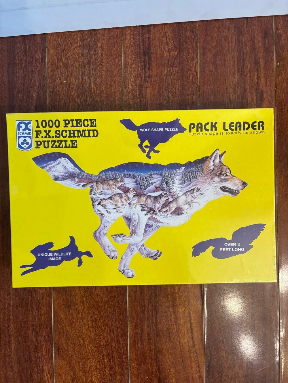 Vintage 1997 FX Schmid 1000 Piece Wolf Shape Puzzle Pack Leader Sealed